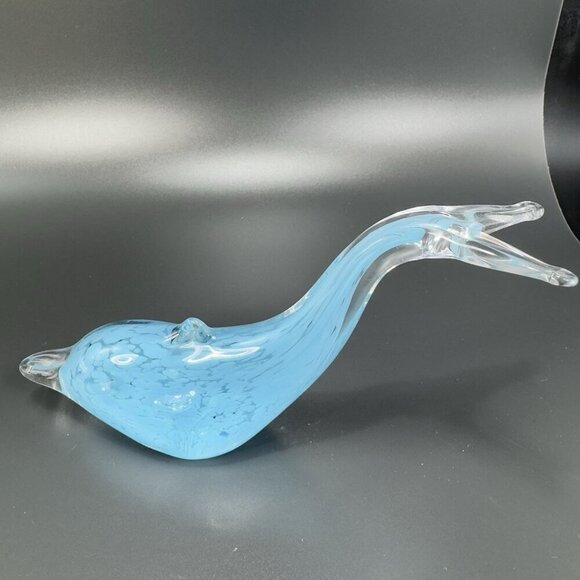 Venetian Art Glass Dolphin Fish Figurine Paperweight Blue Clear Edges Italian - Picture 10 of 12
